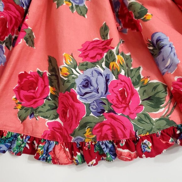 Mousefeathers Vintage Girl Toddler Dress Size 2 Floral long Sleeve Ruffles Ties - Picture 8 of 12